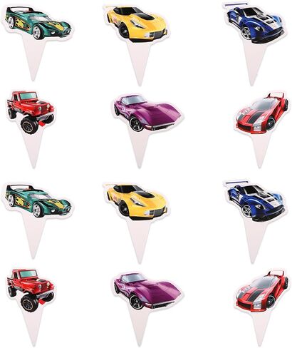 Classic Cars 36 pcs Cupcake Toppers, Racing Car Theme Party Supplies Favors,Cake Picks For Birthday Anniversary Wedding Engagement Party Decorations in Saudi Arabia