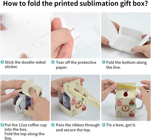 PYD Life 20 Pack 11 OZ Sublimation Mugs Blanks Gift Boxes Bulk Matte White 5.5" x 3.3" x 7.7" with Golden Ribbon for Heat Press Transfer in Saudi Arabia