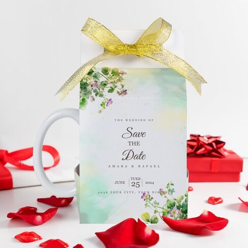 PYD Life 20 Pack 11 OZ Sublimation Mugs Blanks Gift Boxes Bulk Matte White 5.5" x 3.3" x 7.7" with Golden Ribbon for Heat Press Transfer in Saudi Arabia