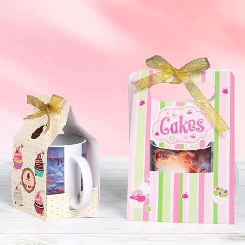 PYD Life 20 Pack 11 OZ Sublimation Mugs Blanks Gift Boxes Bulk Matte White 5.5" x 3.3" x 7.7" with Golden Ribbon for Heat Press Transfer in Kuwait