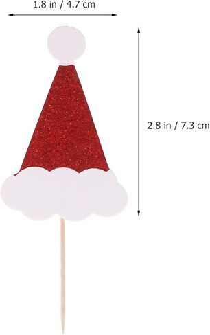 AMOSFUN Christmas Glitter Cake Toppers Santa Claus Hat Insert Cake Card Decoration Cupcake Picks Fruit Picks Dessert Toppers for Xmas Festival Party Favors 36PCS in Saudi Arabia
