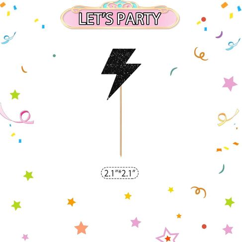 24pcs Lightning Cupcake Toppers, Lightning Bolt Cupcake Toppers, Pink Glitter Weather Cake Decoration for Baby Shower, Lightning Weather Themed Birthday Party Supplies in Saudi Arabia