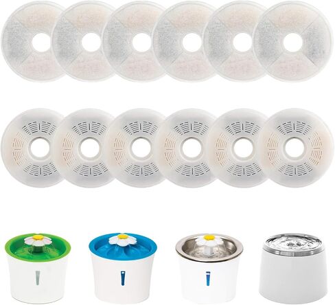 12 Pack Cat Water Fountain Filters for Catit, Triple Action Replacement Filters for Catit Flower Fountain and Catit Stainless Steel Fountain in Saudi Arabia