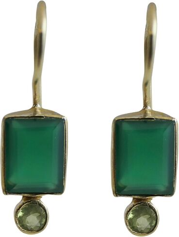 Smoky Quartz and London Blue Topaz Gold Plated Sterling Silver Drop Earrings - Handmade Gemstone Jewellery Gift Ideas for Women in Saudi Arabia