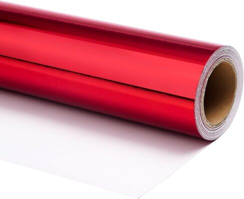 Red Metallic Wrapping Paper, Solid Color Glossy Gift Wrapping Paper for Wedding, Valentine's Day, Birthday, Christmas, Baby Shower, DIY Bouquet -17 Inches X 32.8 Feet in Saudi Arabia