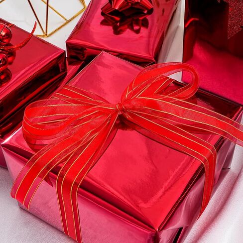 Red Metallic Wrapping Paper, Solid Color Glossy Gift Wrapping Paper for Wedding, Valentine's Day, Birthday, Christmas, Baby Shower, DIY Bouquet -17 Inches X 32.8 Feet in Saudi Arabia