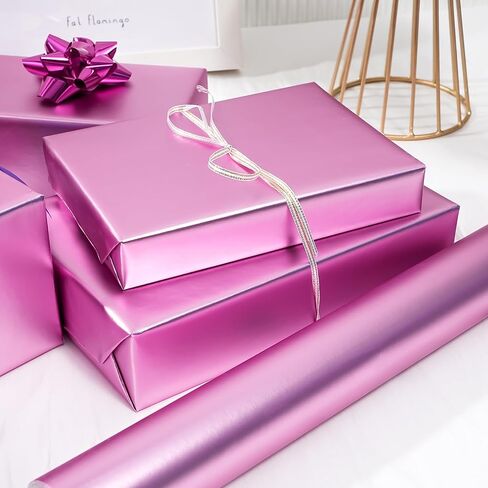 Ulmasinn Red Matte Metallic Wrapping Paper, Solid Color Gift Wrapping Paper for Weddings, Valentine's Day, Birthdays, Christmas, Baby Shower, DIY Bouquets - 17 inches X 32.8 feet in Kuwait