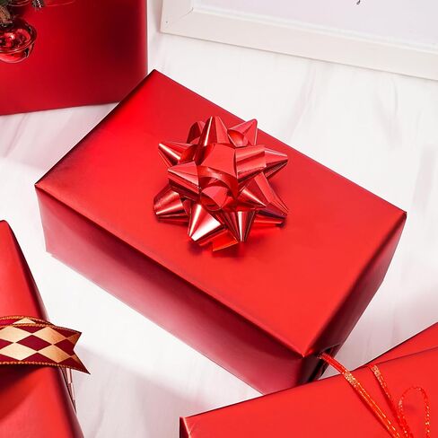 Ulmasinn Red Matte Metallic Wrapping Paper, Solid Color Gift Wrapping Paper for Weddings, Valentine's Day, Birthdays, Christmas, Baby Shower, DIY Bouquets - 17 inches X 32.8 feet in Kuwait
