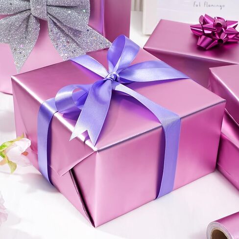 Ulmasinn Red Matte Metallic Wrapping Paper, Solid Color Gift Wrapping Paper for Weddings, Valentine's Day, Birthdays, Christmas, Baby Shower, DIY Bouquets - 17 inches X 32.8 feet in Kuwait
