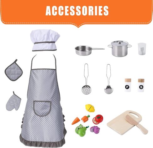 Wooden Play Kitchen, Kids Kitchen Playset with Microwave, Oven, Sink, Real Lights & Sounds,Wooden Chef Pretend Play Set for Boys and Girls in Saudi Arabia