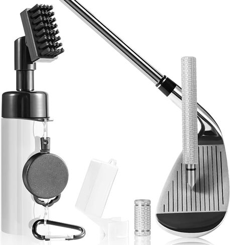 Wynaura Pro Golf Club Cleaner Brush with Golf Groove Sharpener Tool Suitable for U & V-Grooves 8 Inches Golf Water Brush with Retractable Clip Hold 5oz of Water Perfect Golf Accessories for Men/Women in Saudi Arabia