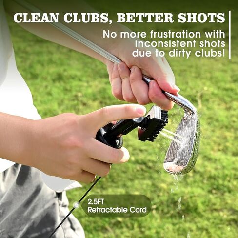 Wynaura Pro Golf Club Cleaner Brush with Golf Groove Sharpener Tool Suitable for U & V-Grooves 8 Inches Golf Water Brush with Retractable Clip Hold 5oz of Water Perfect Golf Accessories for Men/Women in Saudi Arabia