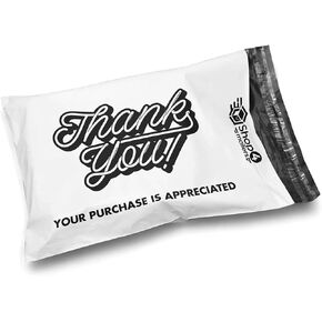 Shop4Mailers 10 x 13 Thank You! Your Purchase is Appreciated Poly Bag Mailer Envelopes 2 Mil (100 Pack, White)