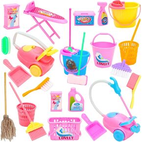 SOTOGO 18 Pieces Doll Housework Cleaning Supplies Miniature Mini Dollhouse Accessories Dollhouse Furniture Decoration Accessories for Dolls Pretend Play in Kuwait
