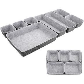 8pcs Drawer Organizers, Separators, Storage Box,Felt Storage Bins Inserts Tool Containers Toy Basket Shelf Cubes Foldable Drawer Dividers Desk Organisers -Grey Matching