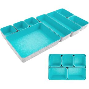 8pcs Drawer Organizers, Separators, Storage Box,Felt Storage Bins Inserts Tool Containers Toy Basket Shelf Cubes Foldable Drawer Dividers Desk Organisers -Grey Matching in Kuwait
