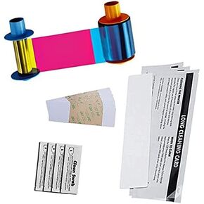 Fargo 45610 YMCKO Ribbon and DuraClean DC 86177 Cleaning Kit for Fargo DTC1500 Printer