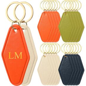 RattanView 20 Pcs Motel Leather Keychain, Motel Hotel Sublimation Blank Keychains, Personal Vintage Motel Office Keychain for Keychain DIY and Blank Luggage Tag