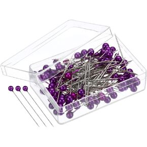 YOKIVE 100Pcs Pearlized Sewing Pins, Ball Head Needle Straight Quilting Pin for Fabric| Great for Dressmaker, Jewelry DIY Decoration, Craft(Purple)