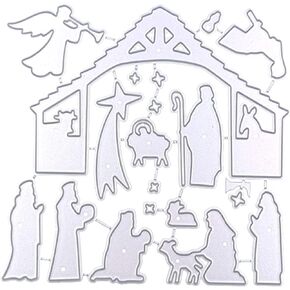 Nativity Scene Die Cut for Card Making, Die Cuts for Card Making,Metal Cutting Dies Congratulations Die Cuts Birthday Embossing Stencils Template for DIY Scrapbooking Decor Wedding Blessing Card