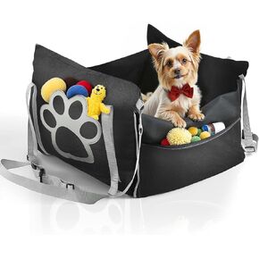 Dog Car Seat Bed for Small Dogs, Pet Booster Seat, Puppy Car Seat, Dog Bed for Car Front and Back Seat, Dog CarSeat Carrier for Small&Medium Sized Dogs Up to55lbs (BLACK1, Medium)