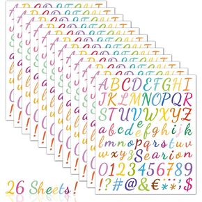 26-Sheet 1 Inch Vinyl Letter Stickers Small 2106 PCS, Waterproof Stick On Alphabet Stickers 1", Numbers & Letters for Water Bottle, Mailbox, Scrapbook, Wall, Address Numbers, DIY (White)