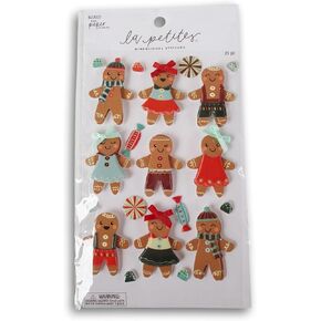 3D Gingerbread Men Christmas Stickers for Journaling, Scrapbooking, Cardmaking, Arts & Crafts - 21 Pieces