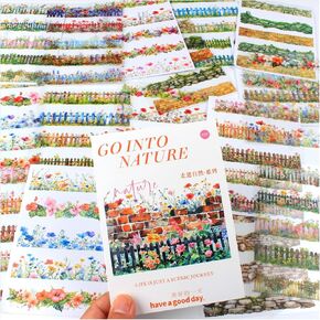 20 Sheets Gardening Scene Pre-Cut Stickers Book for Junk Journal Supplies, Flower Fence Retro Wall Collage Background Journaling Stickers, PET and Washi Stickers for Adults Planner Bujo