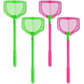 Coopay 4 Pieces Kids Fishing Net Catching Bug Nets Fish Butterfly Nets Beach Toys for Kids Outdoor Playing (Green, Rose Red)