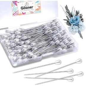 Pins for Flower Bouquets 100pcs Long Teardrop Pearl Pins,White Pearl Boutonniere Pins for Sewing Flower Decorations Wedding Supplies Decorations Jewelry Making.