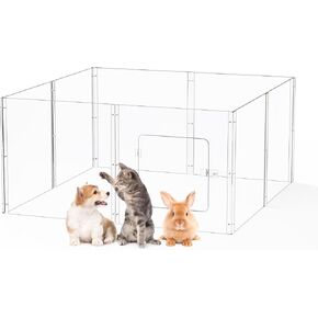 Acrylic Pet Playpen Portable Small Animals Playpen,Pet Yard Fence,8 Panels,Clear (Clear)