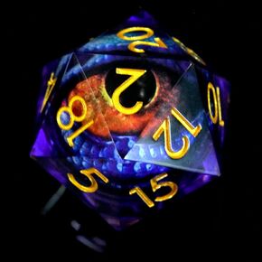 Dungeons and Dragons DND Dice D20, Moving Eyeball Liquid Core Dice Set D&D 33MM Oversized D20 Single Sharp Edge Resin dice with Gift Case, Polyhedral Dice for Role Playing Game