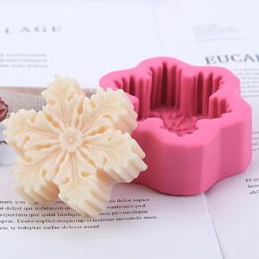 عيد الميلاد سيليكون قالب ندفة الثلج شمعة الصابون، DIY الروائح الجص شمعة تزيين القالب أدوات صنع الحلوى الشوكولاته (1)