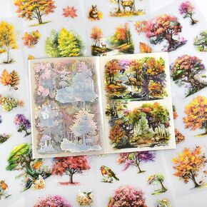 Flower Stickers for Scrapbooking,Vintage Natural Stickers 20Page 120pcs Transparent Scrapbook Supplies Journal Stickers Book for Card Making Journaling Envelopes DIY