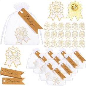 Sasylvia 30 Set Team Appreciation Gifts Thank You Enamel Pin Lapel Pin Bulk Medal Brooch Award Pin Badges with Thank You Card Organza Bag for Coworker Employee Appreciation Gifts(Novelty)