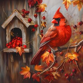 WSLWXSHM Diamond Painting Kits for Adults Cardinal, Round Full Drill Diamond Art Kits, 5D DIY Paint with Diamonds Crafts for Home Wall Decoration Gifts 12×12Inch, Bird