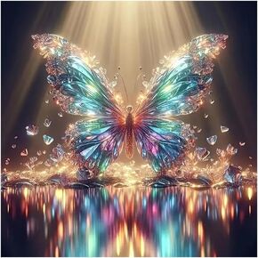 FHBUBPUP Diamond Painting Kits for Adults, Glow Butterfly Diamond Art Kits for Beginners, 5D DIY Full Drill Round Gem Art, Paint with Diamond Beads Craft Christmas Home Wall Decor 12x12 inch
