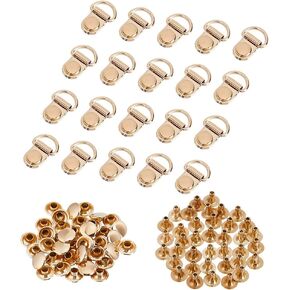 PH PandaHall 40 Set Gold Boot Lace Hooks Metal Shoelace Buckle Shoes Eyelets Hook Shoes Lace Safety Buckle Loop D-ring with Rivets for Mountaineering Boots Gunmetal Climb Hiking