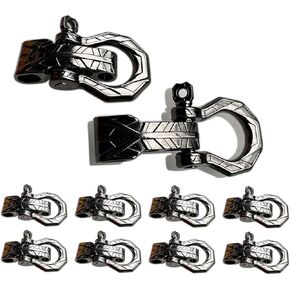 10 set Bow Metal Shackles Screw Pin Anchor Shackle Adjustable D Clasps Buckles for Paracord Bracelet Belt (Black)