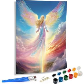 SKRYUIE Paint by Numbers Kits for Adults Angel, Acrylic Christ Oil Paint by Numbers for Adults Beginner Canvas with Brushes Paintwork Art Crafts for Home Decor 16x20 inch n12