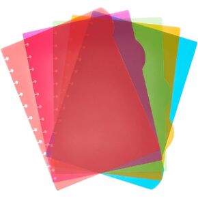 AHANDMAKER 10 Pcs Plastic Binder Dividers, Multicolor Ring Binder Dividers, 11 Holes Index Page Dividers, Sheets Protectors Paper Organizer, Disc Bound Planner Supplies for Discbound Notebooks