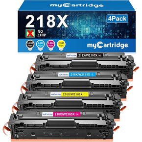 218X Toner Cartridges 4 Pack High Yield (No Chip) Compatible Replacement for HP 218X 218A for Color Laserjet Pro 3201dw MFP 3301fdw 3301cdw 3301sdw Printer Ink W2180X W2180A (BCMY, 4-Pack)