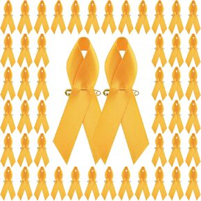 WANDIC Polyester Ribbon Satin Pins, Cancer Awareness Ribbon Pins Hope Faith Awareness Brooch for Party Event Supplies Clothing Decoration, 7.5cm