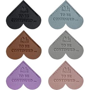 6 Pcs Leather Heart Shaped Bookmarks, to BE Continued ... Book Markers for Men Women Kids, Funny Book Lovers Keep Reading Reminder