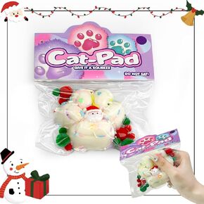 Taba Squishy Toys，Cat Paw Squishy Toys，Christmas Cat Paw Squeeze Toys，Squishy Fidget Toys Silicone Squeeze Toy for Stress Relief，Cute Soft Squeeze Fidget Toys，Party Favors Gift for Adult