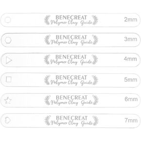 BENECREAT 12Pcs 6 Size Polymer Clay Depth Guide, 0.7x7.8inch Acrylic Depth Guide Polymer Clay with Protective Film for Pottery Polymer Clay Thickness, 2~7mm