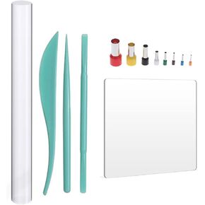 13PCS Polymer Clay Tool Set Acrylic Clay Roller with Acrylic Sheet Backing Board Clay Modeling Shaping Tool Round Shape Clay Cutters for Pottery Polymer Clay DIY Sculpting Craft