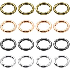 Spring O Rings, Alloy Trigger Round Carabiner Clip Snap Buckles for Keyrings Buckle, Bags,Purses（Assorted Color, 16 pcs