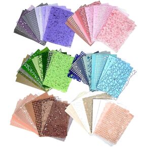 96 Sheets Textured Scrapbook Paper and Mesh Fabric Assorted Set,6 Pack Mixed Special Material Colored Paper for Junk Journal,Collage,Scrapbook,Art Diary,Mixed Media,Card Making,DIY Craft