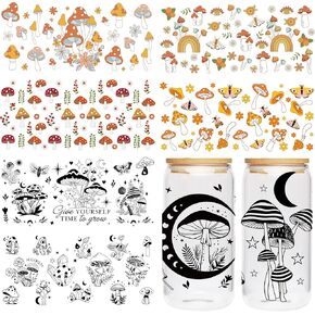 UV DTF Cup Wraps Sticker - 8 Sheets Sunflower UV DTF for 16 OZ Glass, Sunflower, Inspirational Quotes, Butterfly Design Rub on Transfer Sticker, Creative Gifts for Self, Friends, Teacher, Student